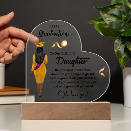 Daughter Graduation Heart Acrylic Light Up Plaque