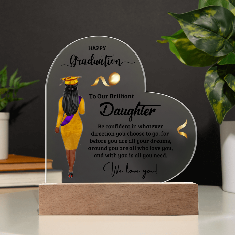 Daughter Graduation Heart Acrylic Light Up Plaque