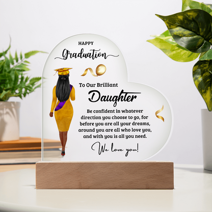 Daughter Graduation Heart Acrylic Light Up Plaque