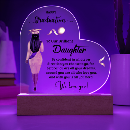 Daughter Graduation Heart Acrylic Light Up Plaque