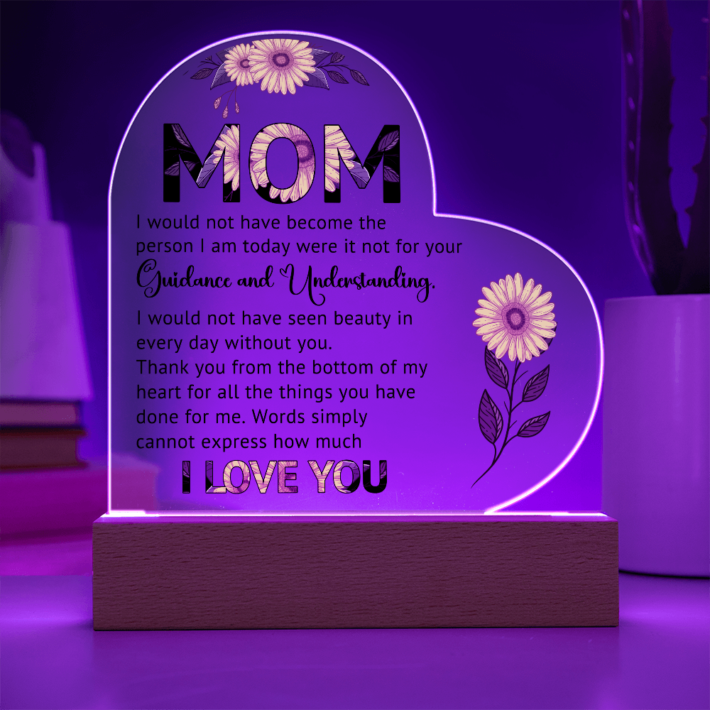 Sunflower Mom Heart Acrylic Plaque