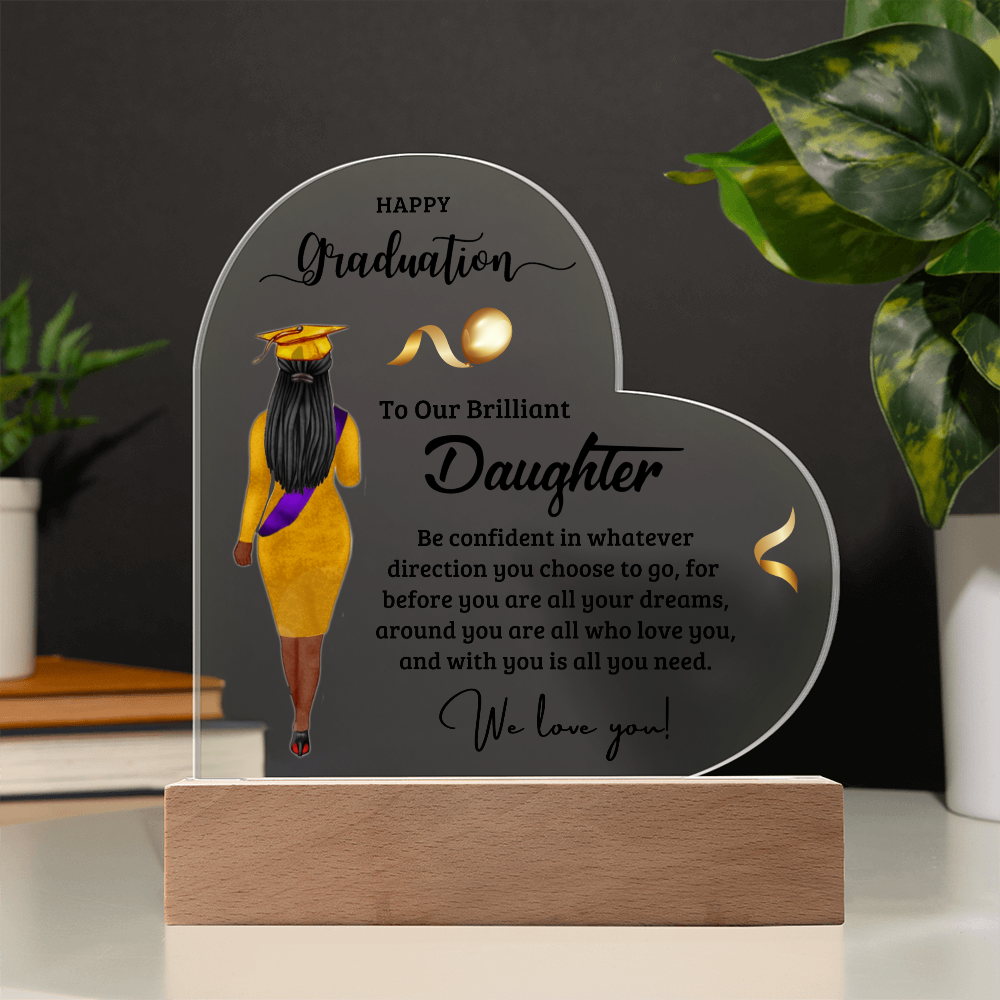 Daughter Graduation Heart Acrylic Light Up Plaque