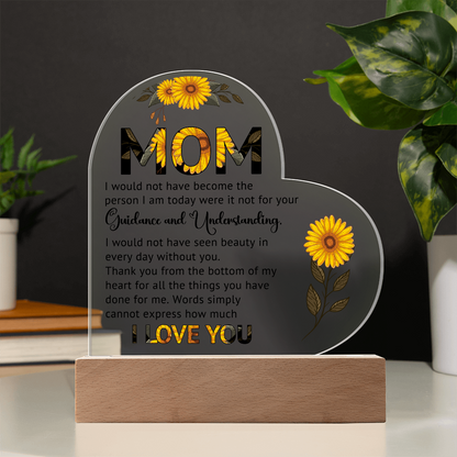 Sunflower Mom Heart Acrylic Plaque