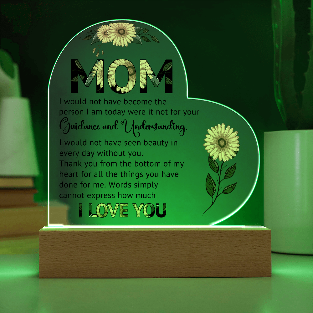 Sunflower Mom Heart Acrylic Plaque