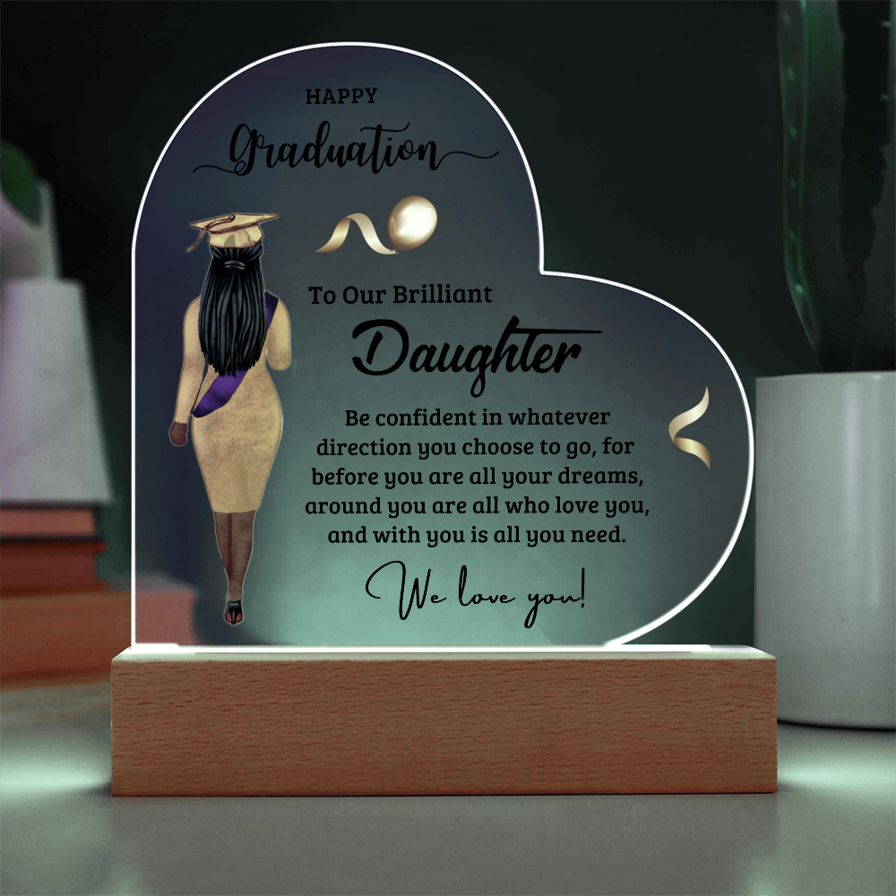 Daughter Graduation Heart Acrylic Light Up Plaque