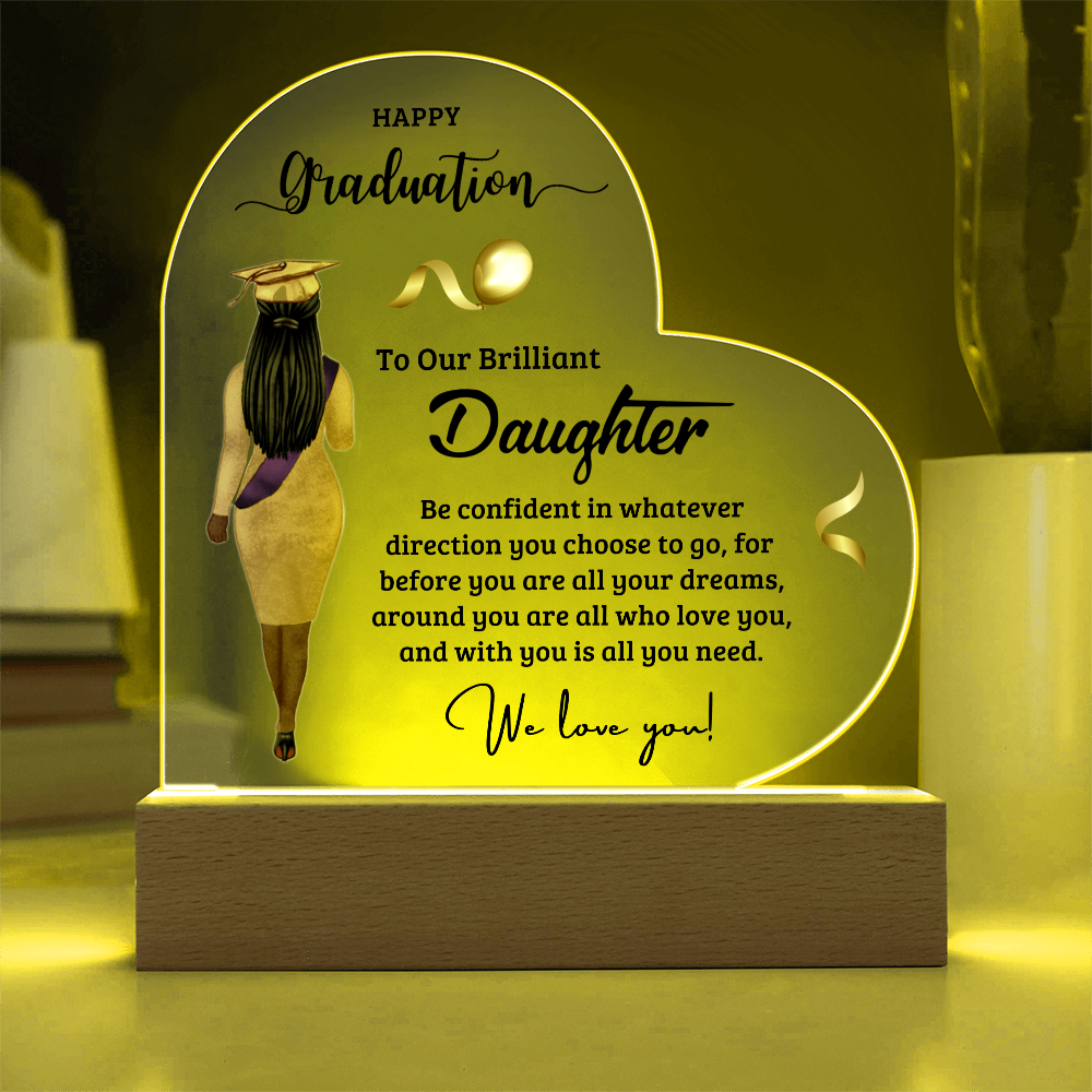 Daughter Graduation Heart Acrylic Light Up Plaque