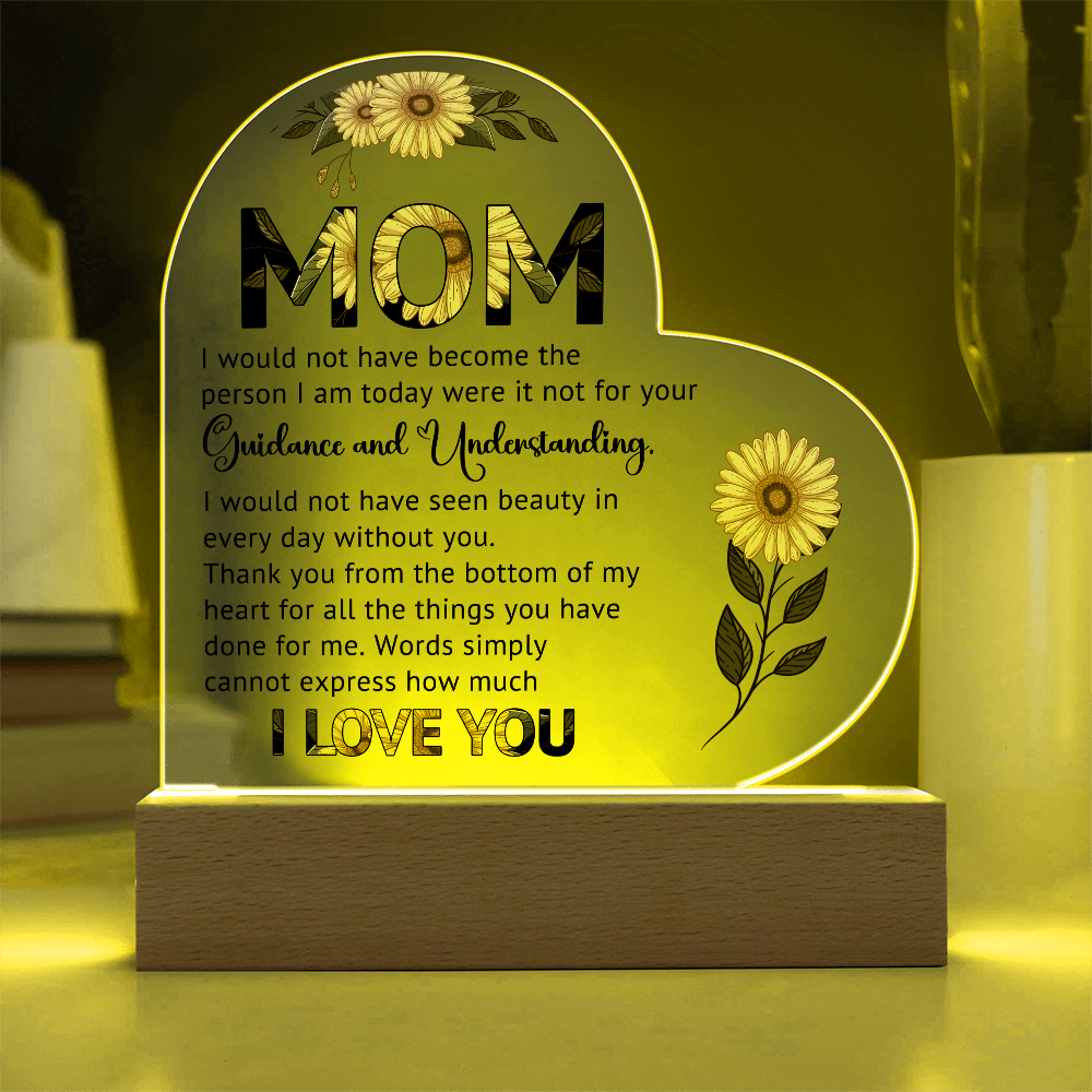Sunflower Mom Heart Acrylic Plaque