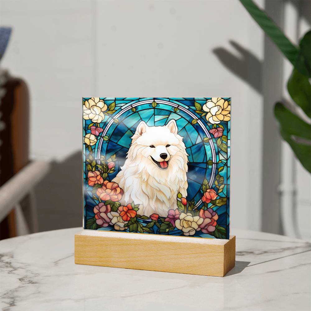 Samoyed Dog Acrylic  Square Plaque, Pet Memorial