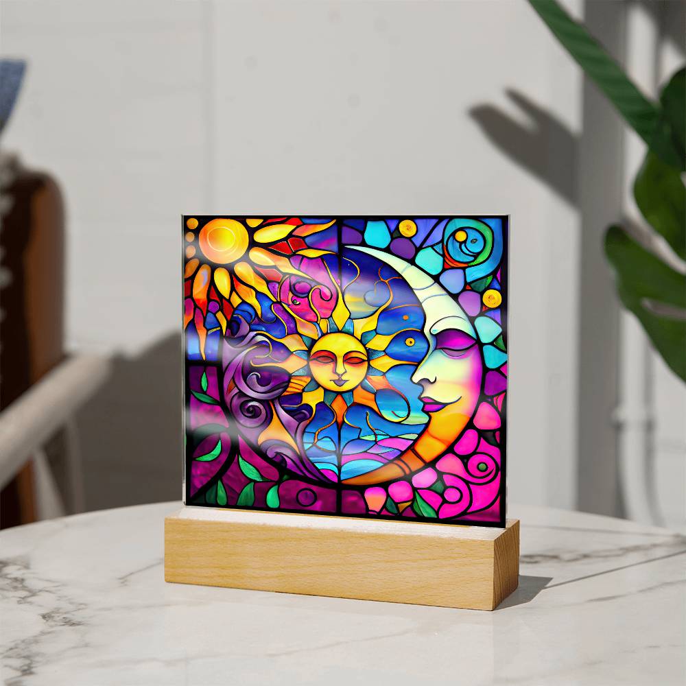 SG_SunMoonSon (2) Sublimation Stained Glass Square Acrylic Plaque