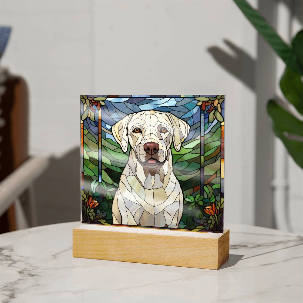 White Labrador Retriever Dog Acrylic  Square Plaque, Pet Memorial