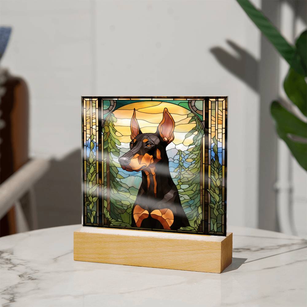 Dobermann Dog Acrylic  Square Plaque, Pet Memorial