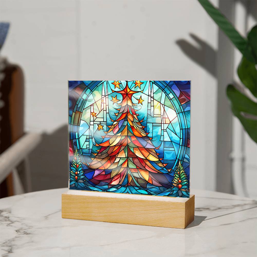 Stained Glass Tree Plaque