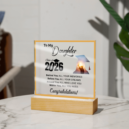 Daughter's 2026 Graduation Acrylic Light Up Plaque