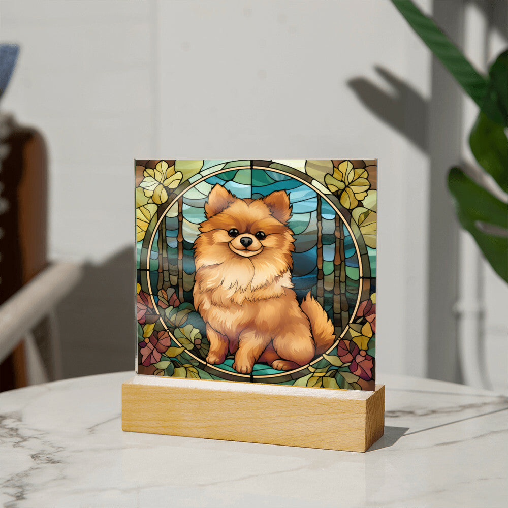 Pomeranian Dog Acrylic  Square Plaque, Pet Memorial