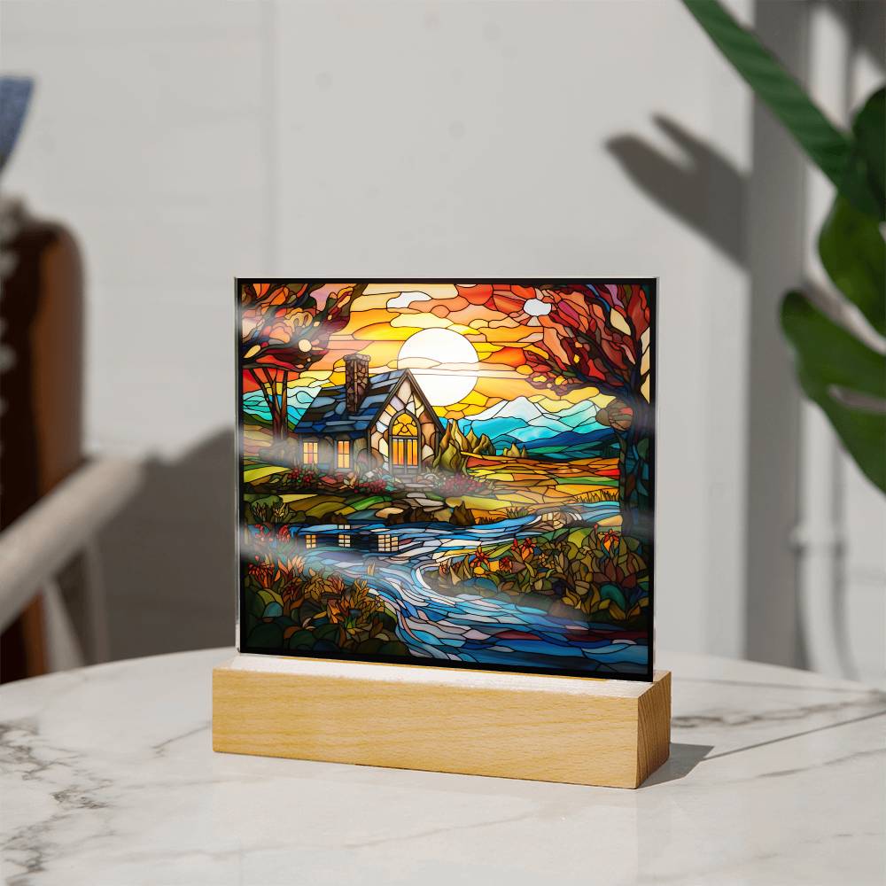 River Cabin Acrylic Plaque