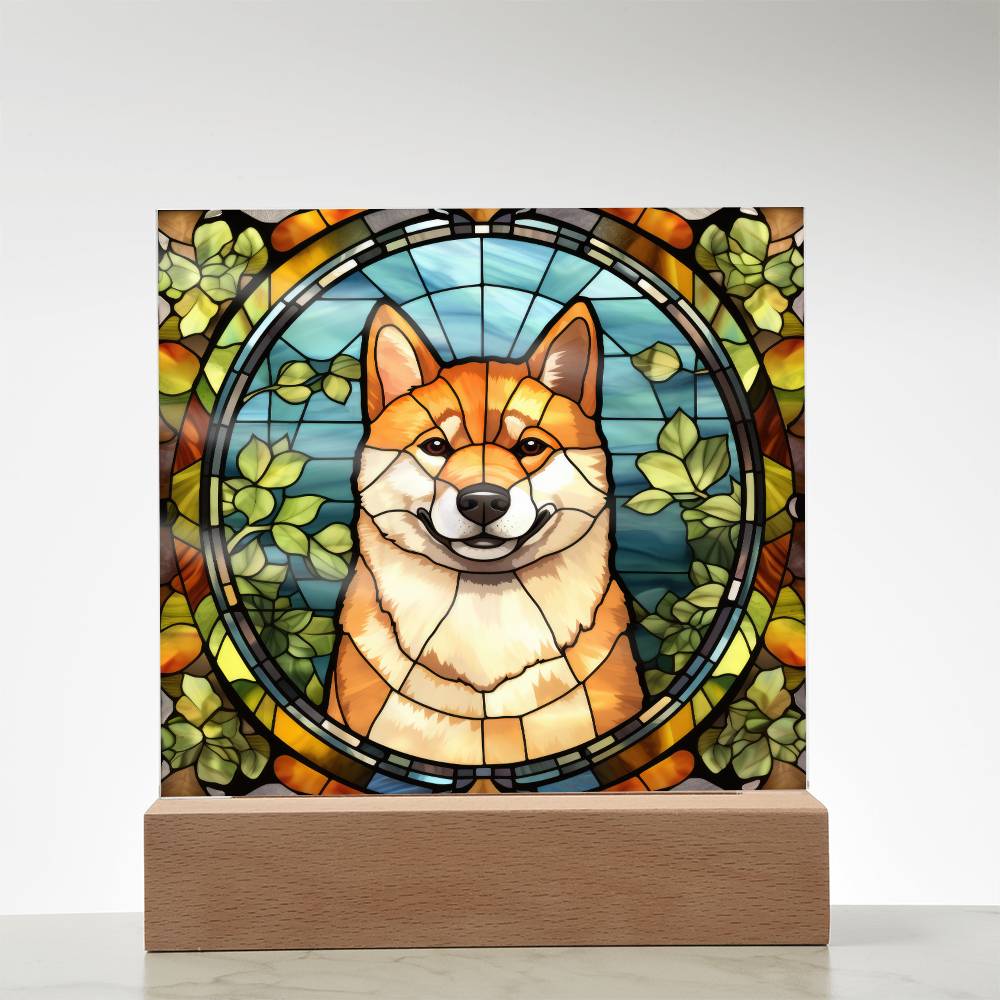 Shiba Inu Dog Acrylic  Square Plaque, Pet Memorial