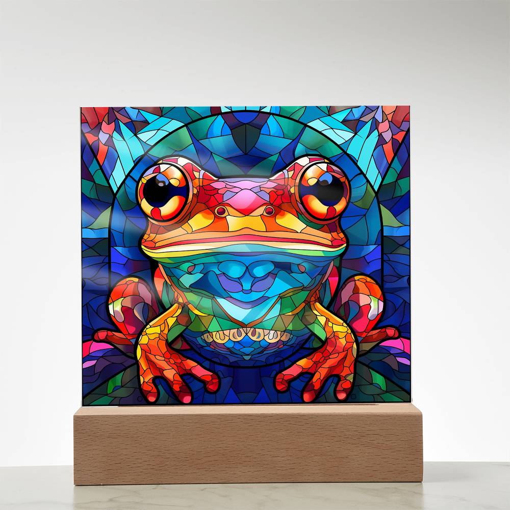 Frog Sublimation Stained Glass Square Acrylic Plaque