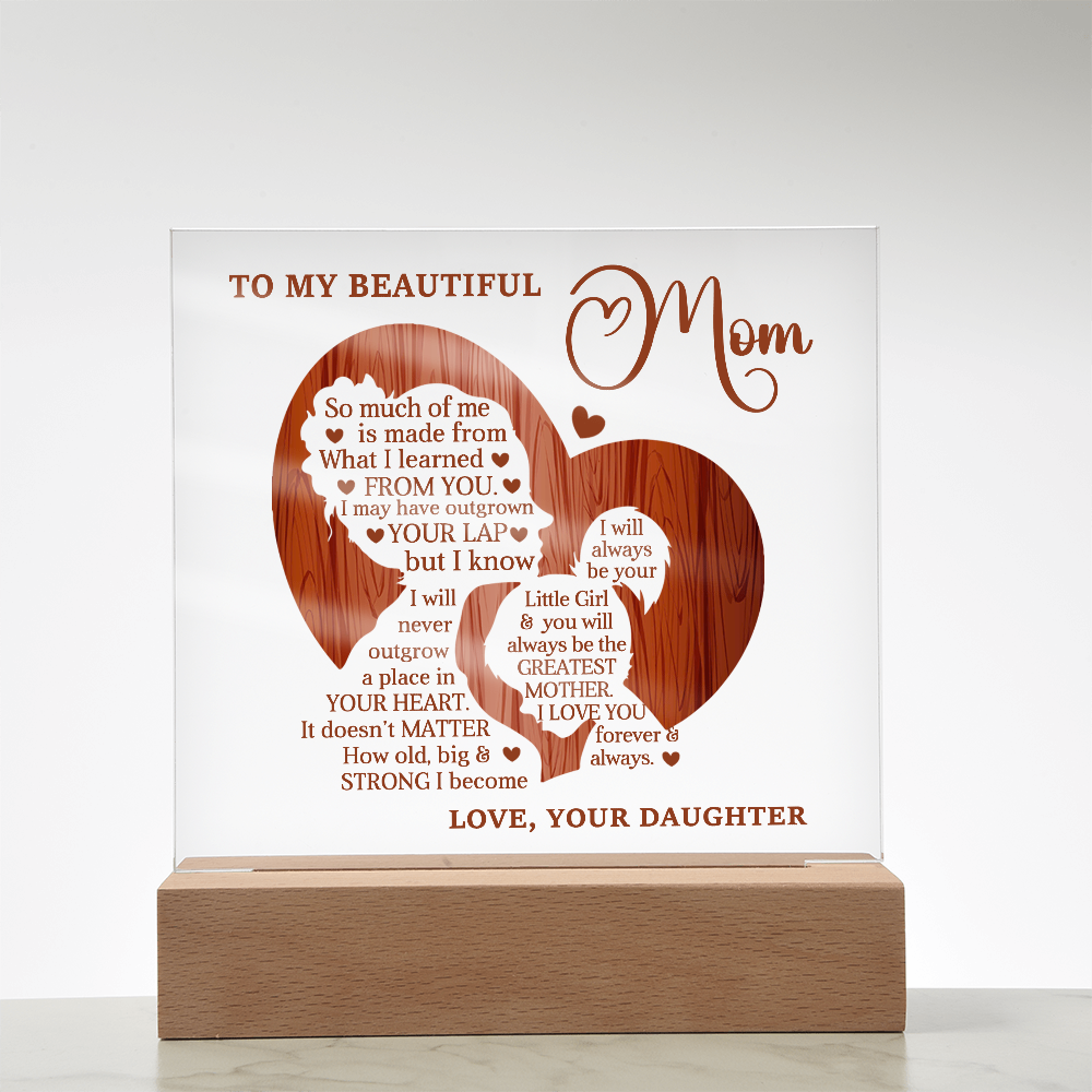 My Beautiful Mom Square Acrylic Plaque and Nightlight