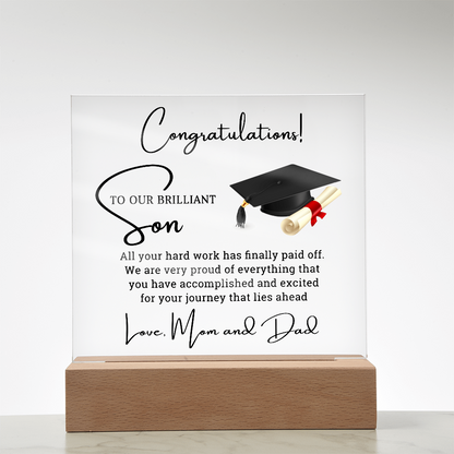 Graduation Acrylic Plaque for Son