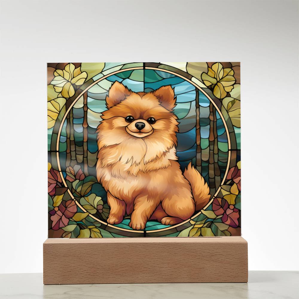 Pomeranian Dog Acrylic  Square Plaque, Pet Memorial