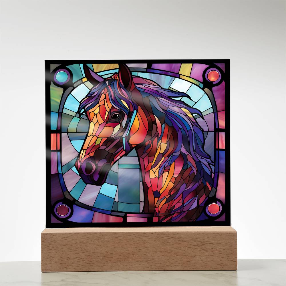 Horse Sublimation Stained Glass Square Acrylic Plaque