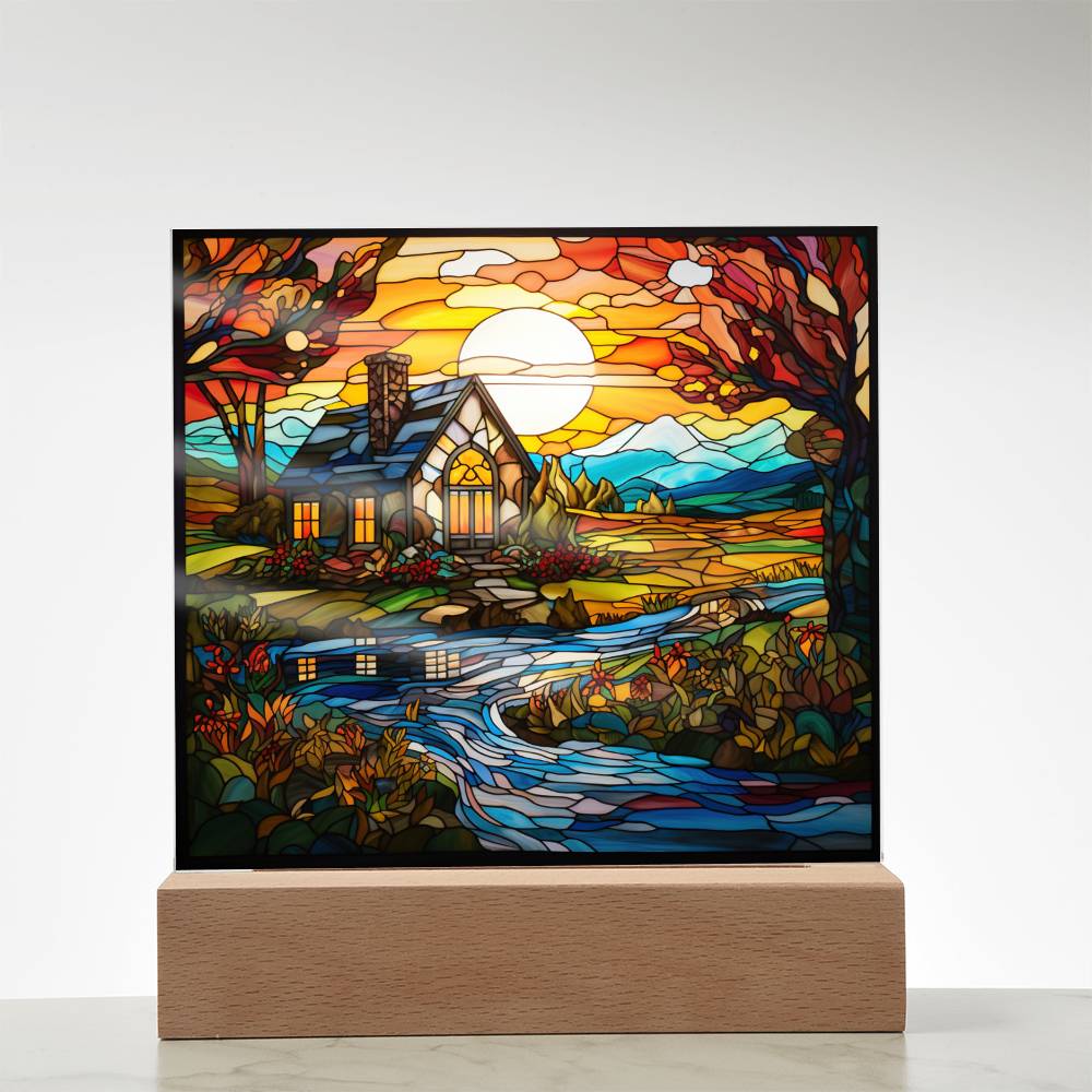 River Cabin Acrylic Plaque