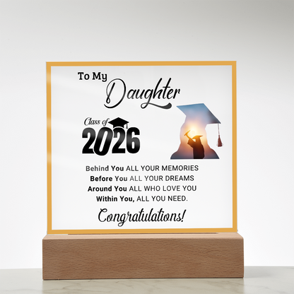 Daughter's 2026 Graduation Acrylic Light Up Plaque