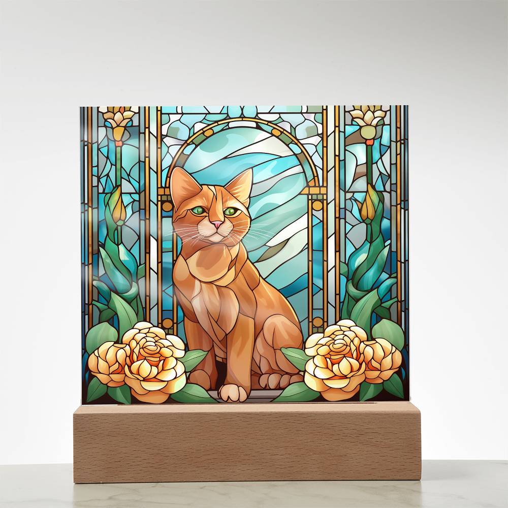 Cat Sublimation Stained Glass Square Acrylic Plaque