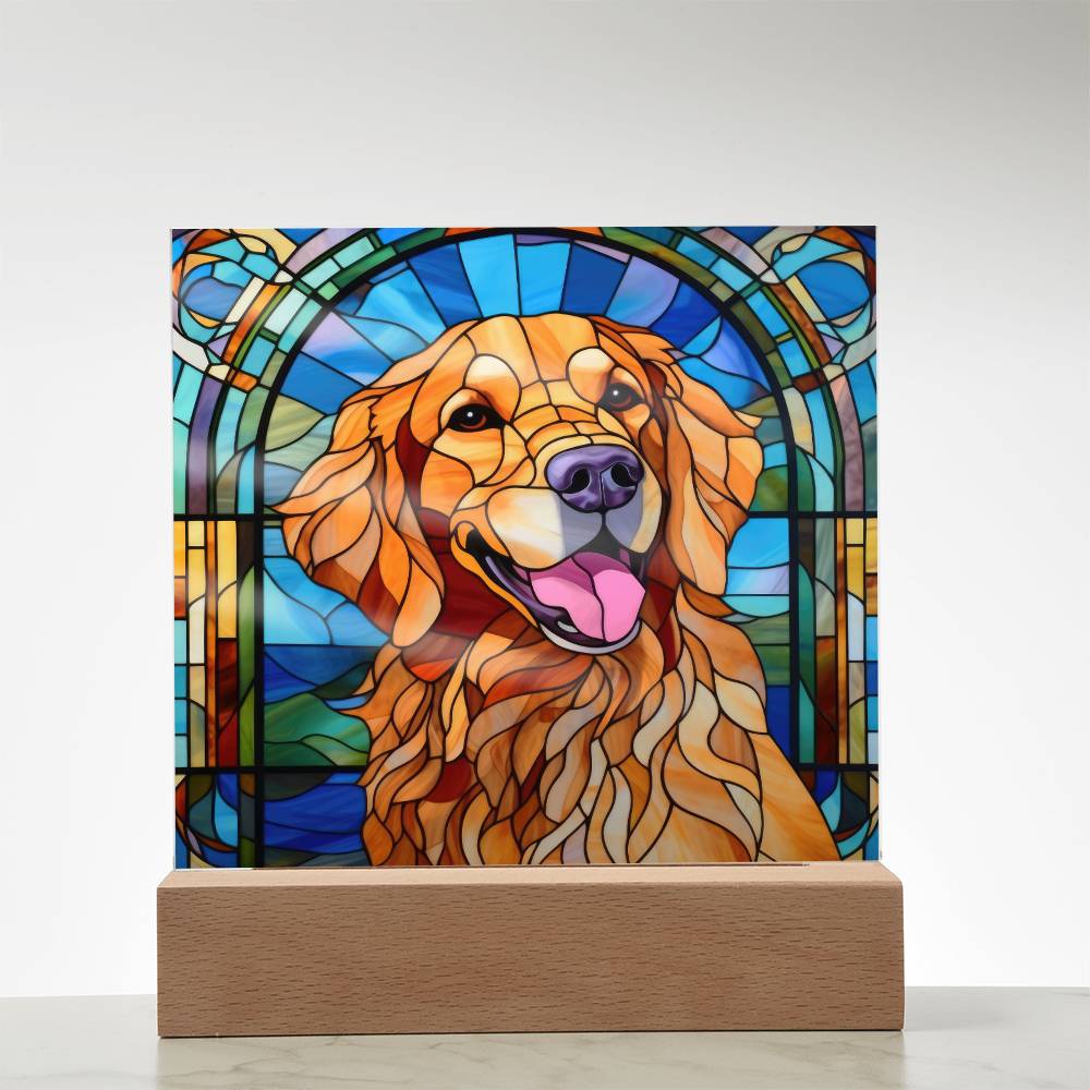 Golden Retriever Dog Acrylic  Square Plaque, Pet Memorial