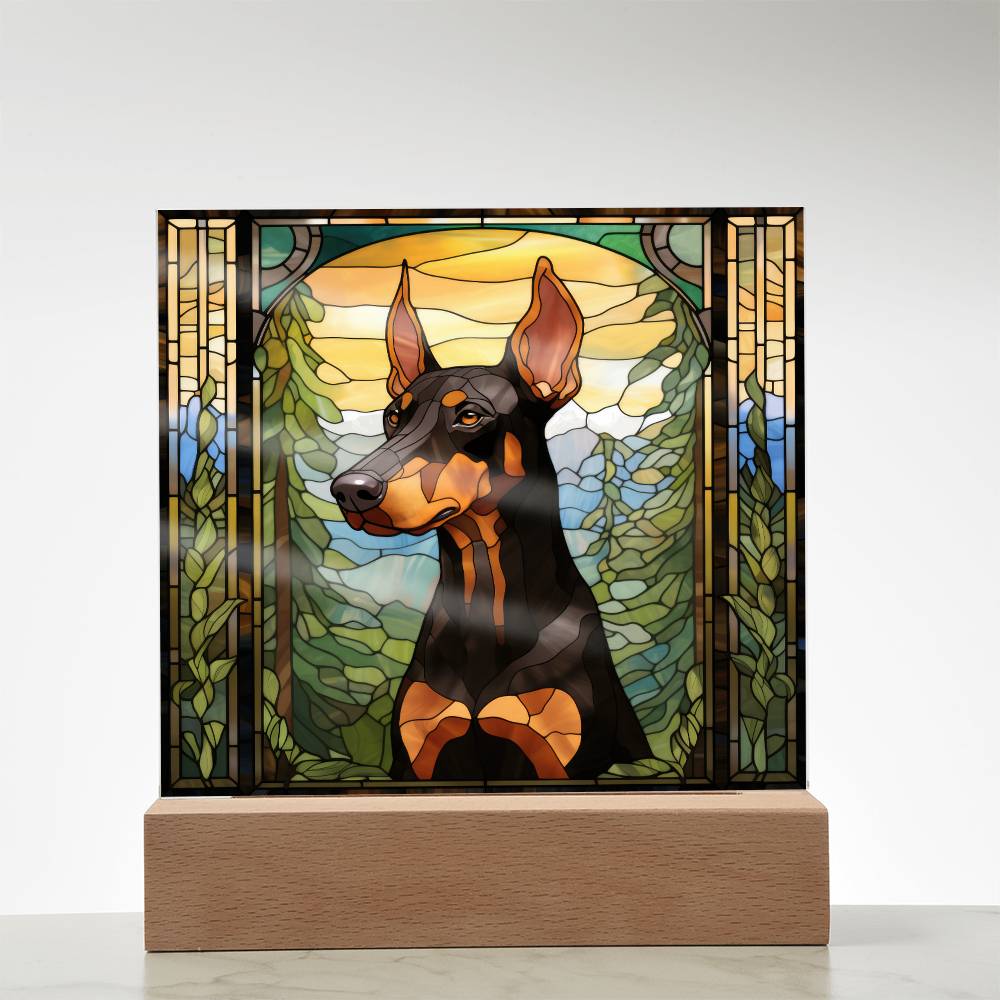 Dobermann Dog Acrylic  Square Plaque, Pet Memorial