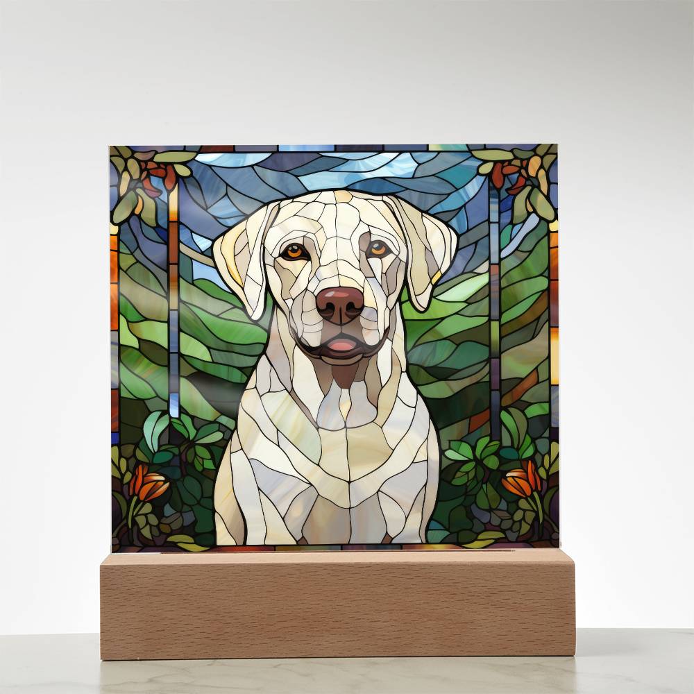 White Labrador Retriever Dog Acrylic  Square Plaque, Pet Memorial