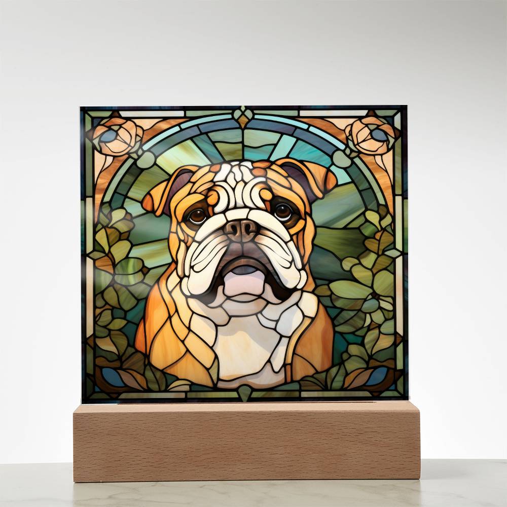 Bulldog Acrylic Square Plaque