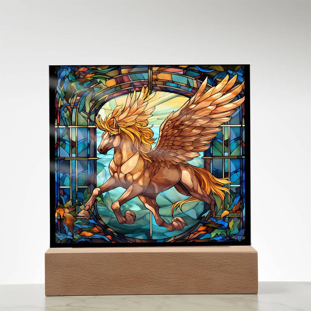 Pegasus Sublimation Stained Glass Square Acrylic Plaque