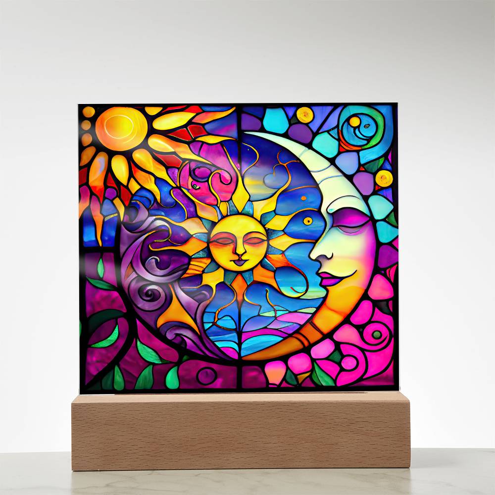 SG_SunMoonSon (2) Sublimation Stained Glass Square Acrylic Plaque