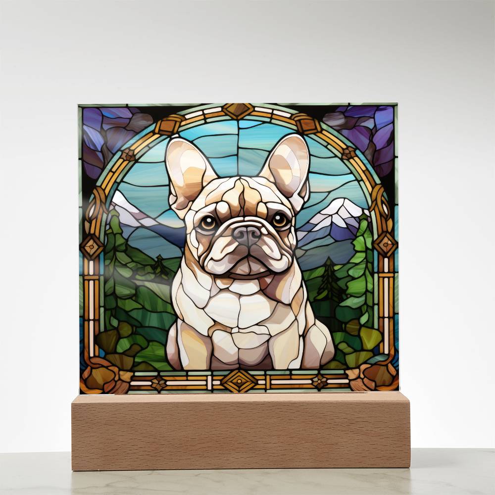 White French Bulldog Dog Acrylic  Square Plaque, Pet Memorial