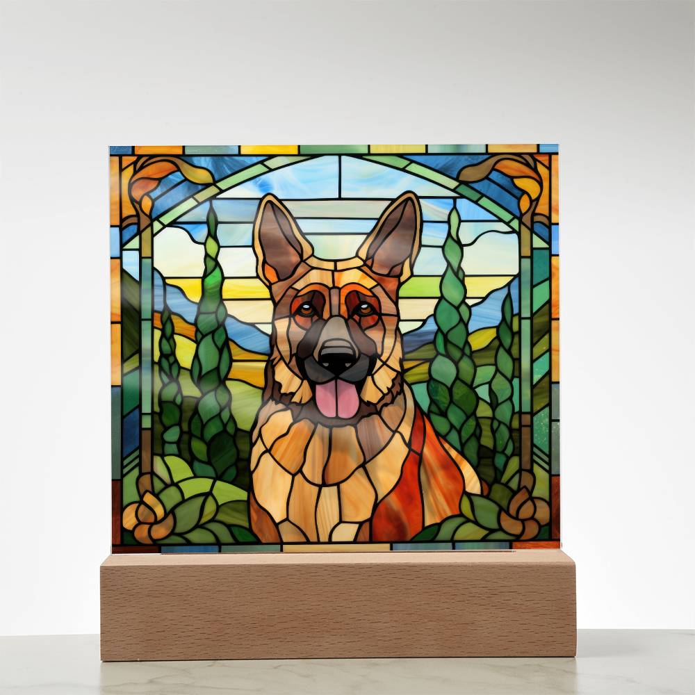 German Shepherd Dog Acrylic  Square Plaque, Pet Memorial