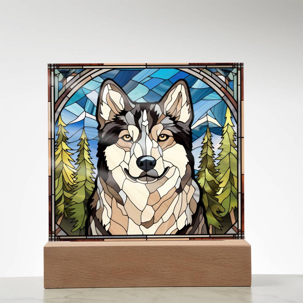 Siberian Husky Dog Acrylic  Square Plaque, Pet Memorial