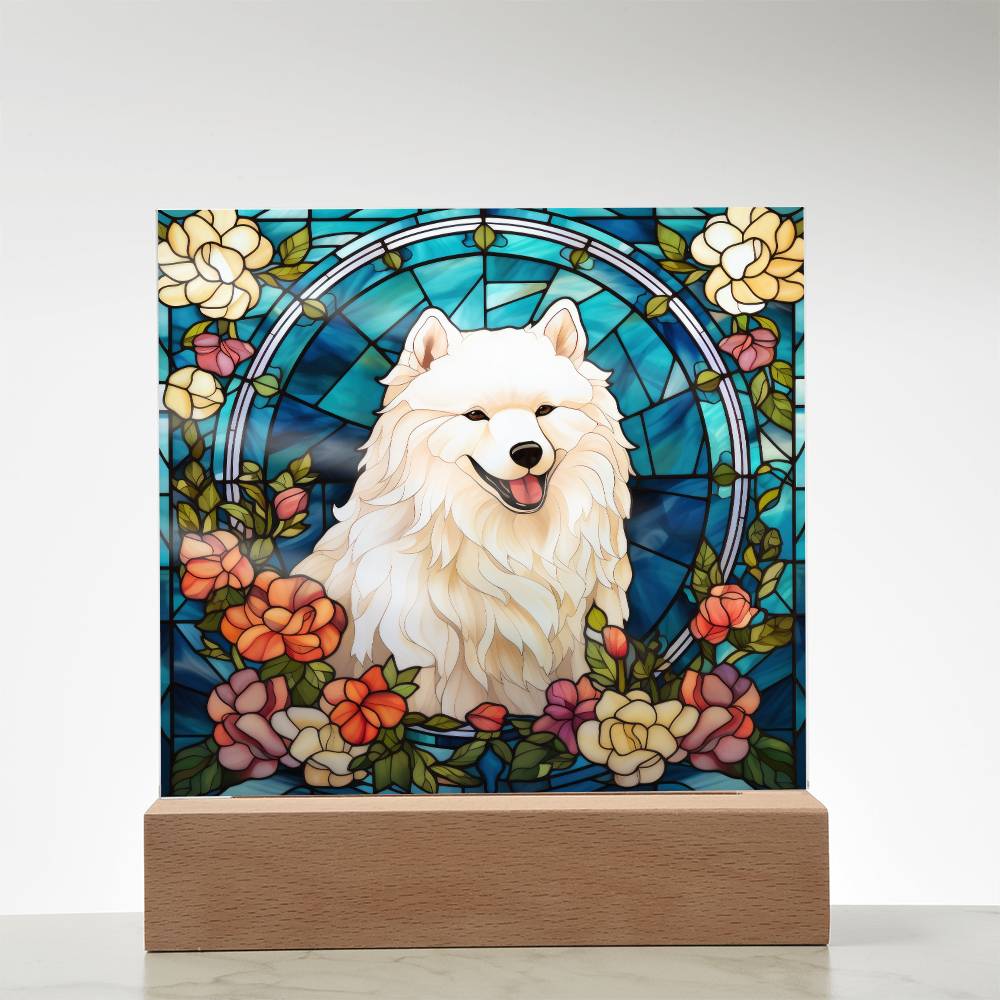 Samoyed Dog Acrylic  Square Plaque, Pet Memorial