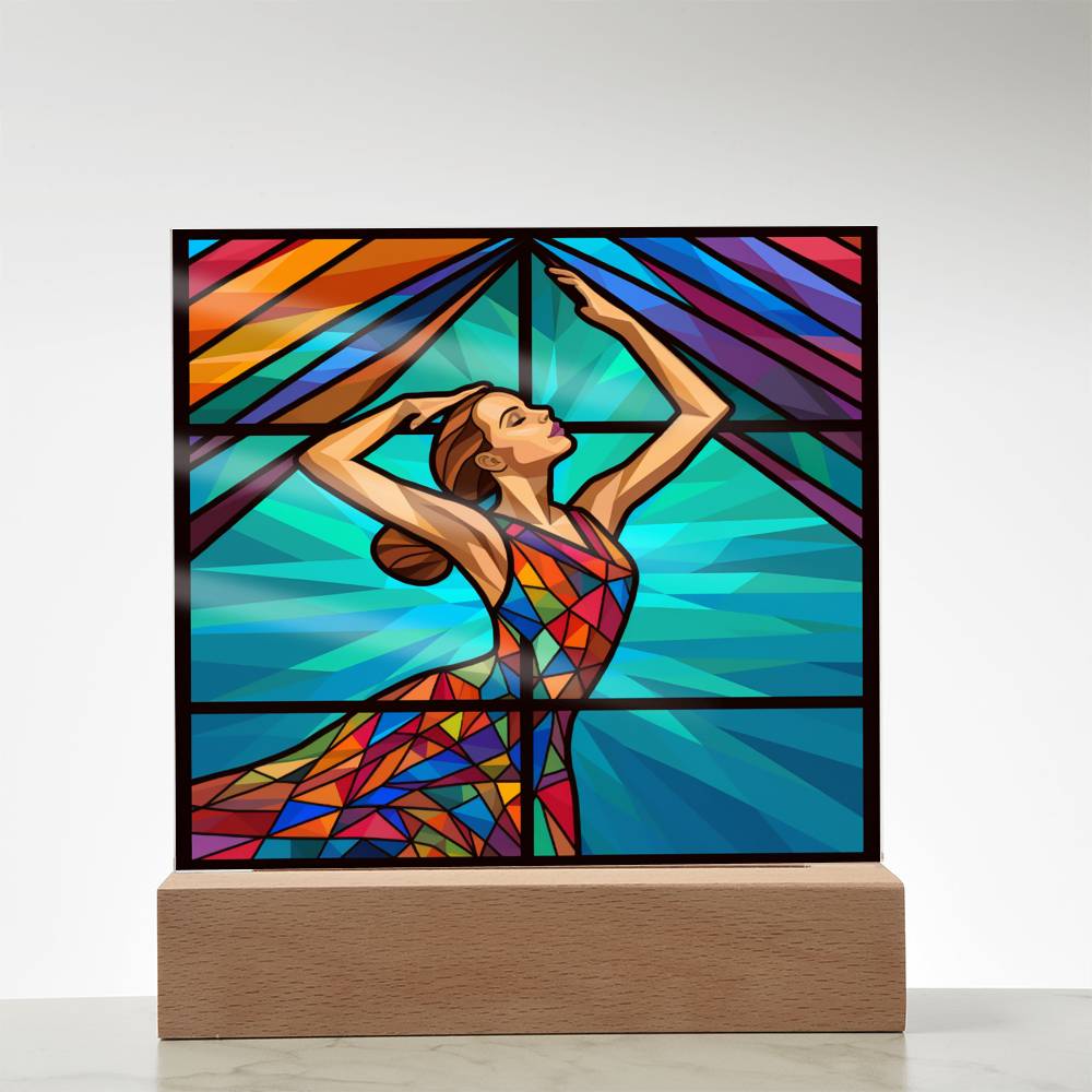 Dancer Sublimation Stained Glass Square Acrylic Plaque