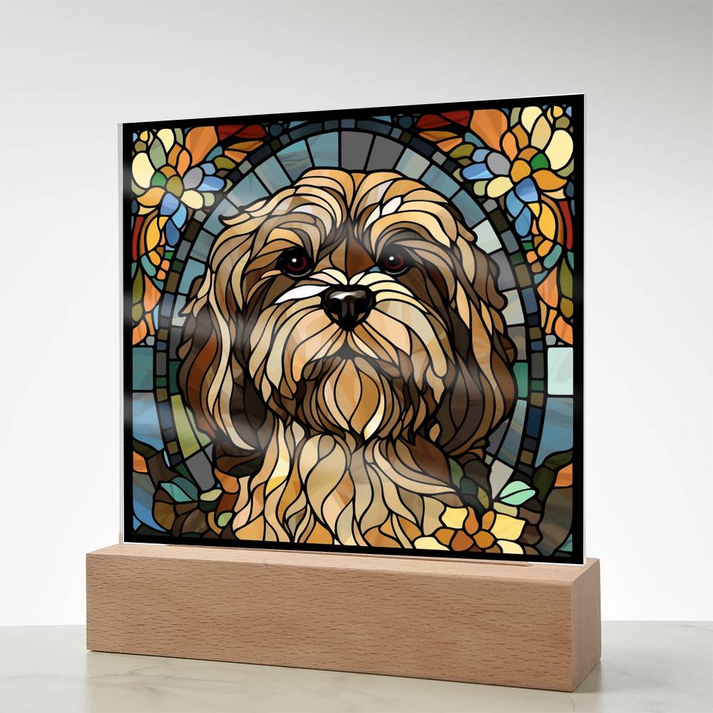 Dog Sublimation Stained Glass Square Acrylic Plaque