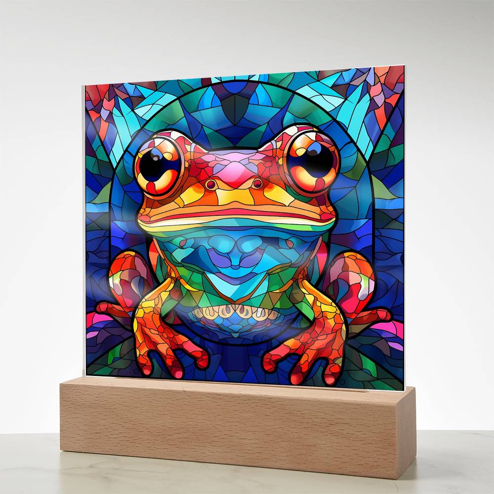 Frog Sublimation Stained Glass Square Acrylic Plaque