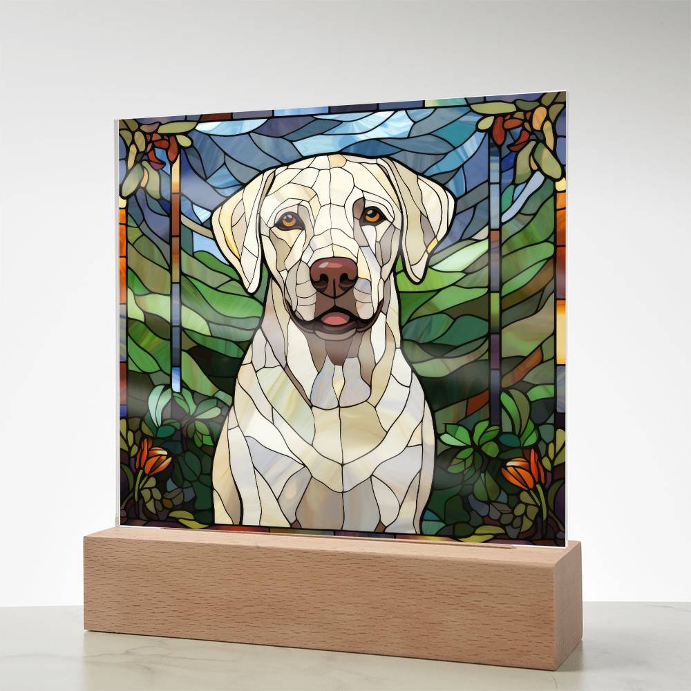 White Labrador Retriever Dog Acrylic  Square Plaque, Pet Memorial