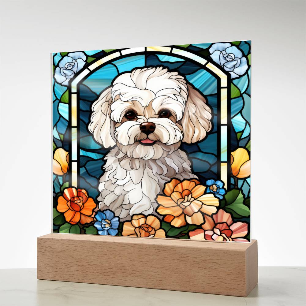 Maltipoo Dog Acrylic  Square Plaque, Pet Memorial