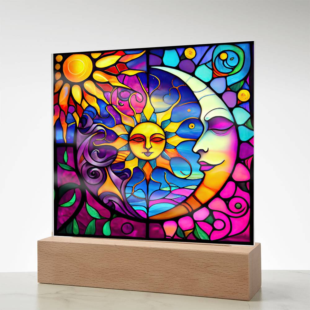 SG_SunMoonSon (2) Sublimation Stained Glass Square Acrylic Plaque