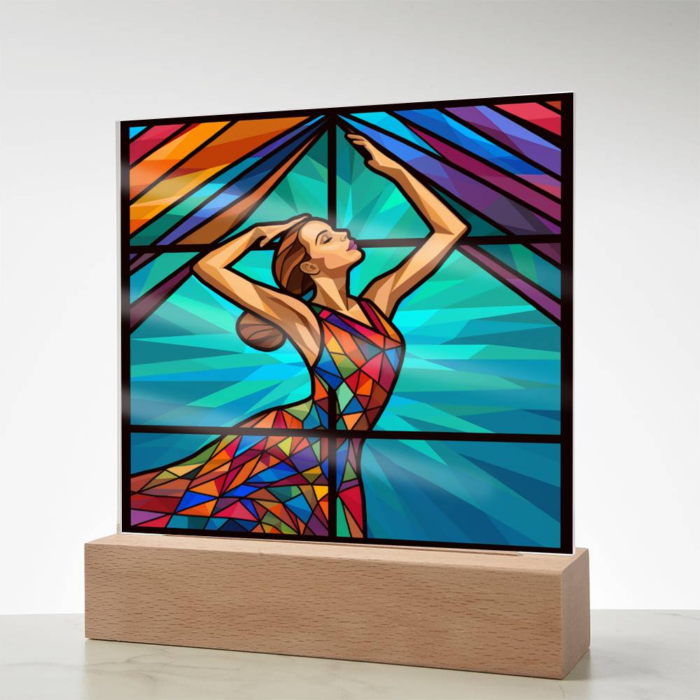 Dancer Sublimation Stained Glass Square Acrylic Plaque