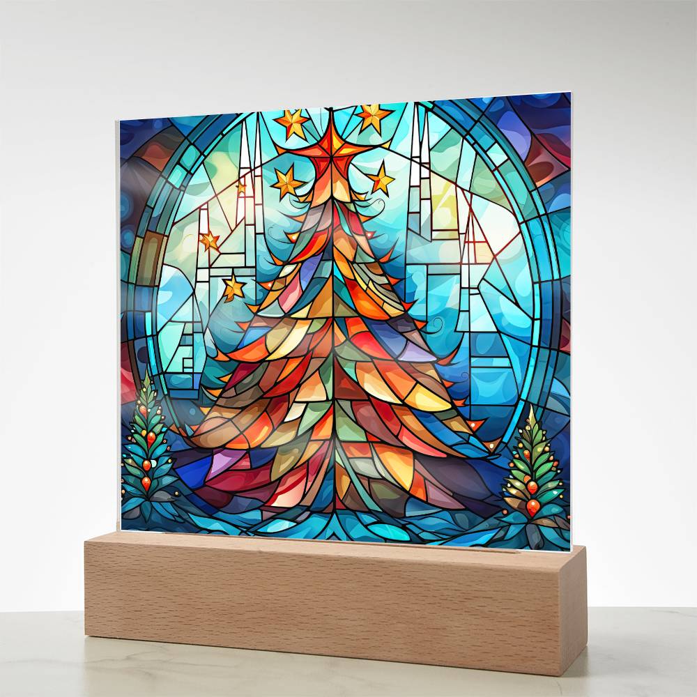 Stained Glass Tree Plaque