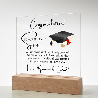 Graduation Acrylic Plaque for Son