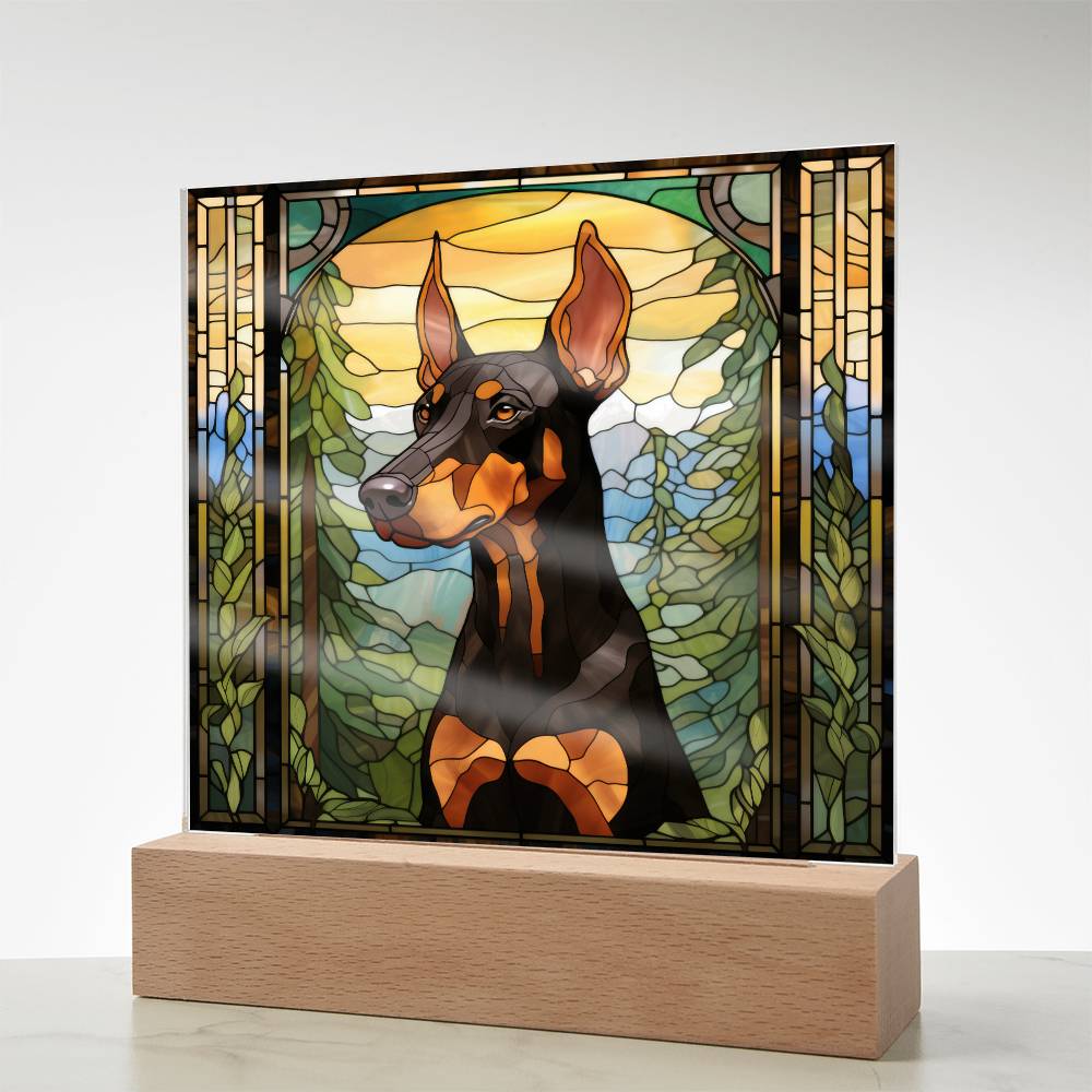 Dobermann Dog Acrylic  Square Plaque, Pet Memorial