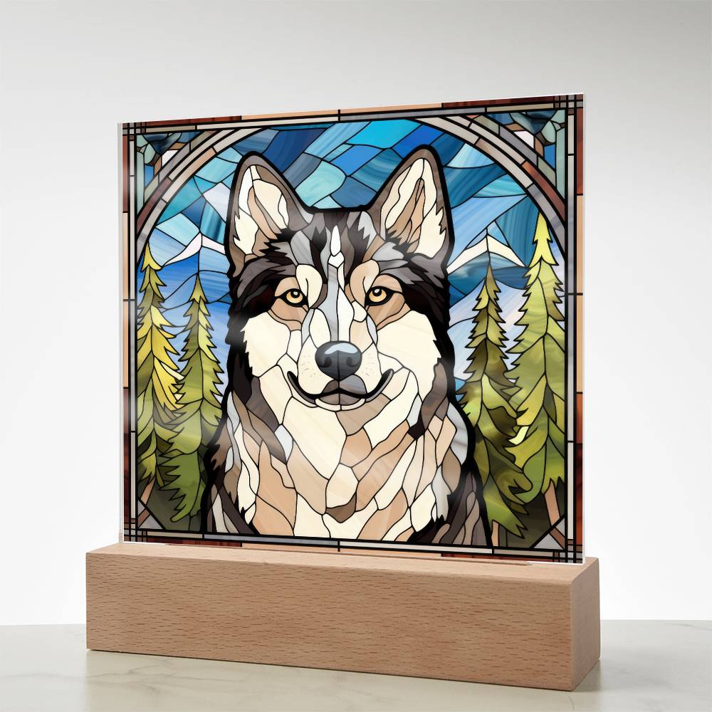 Siberian Husky Dog Acrylic  Square Plaque, Pet Memorial