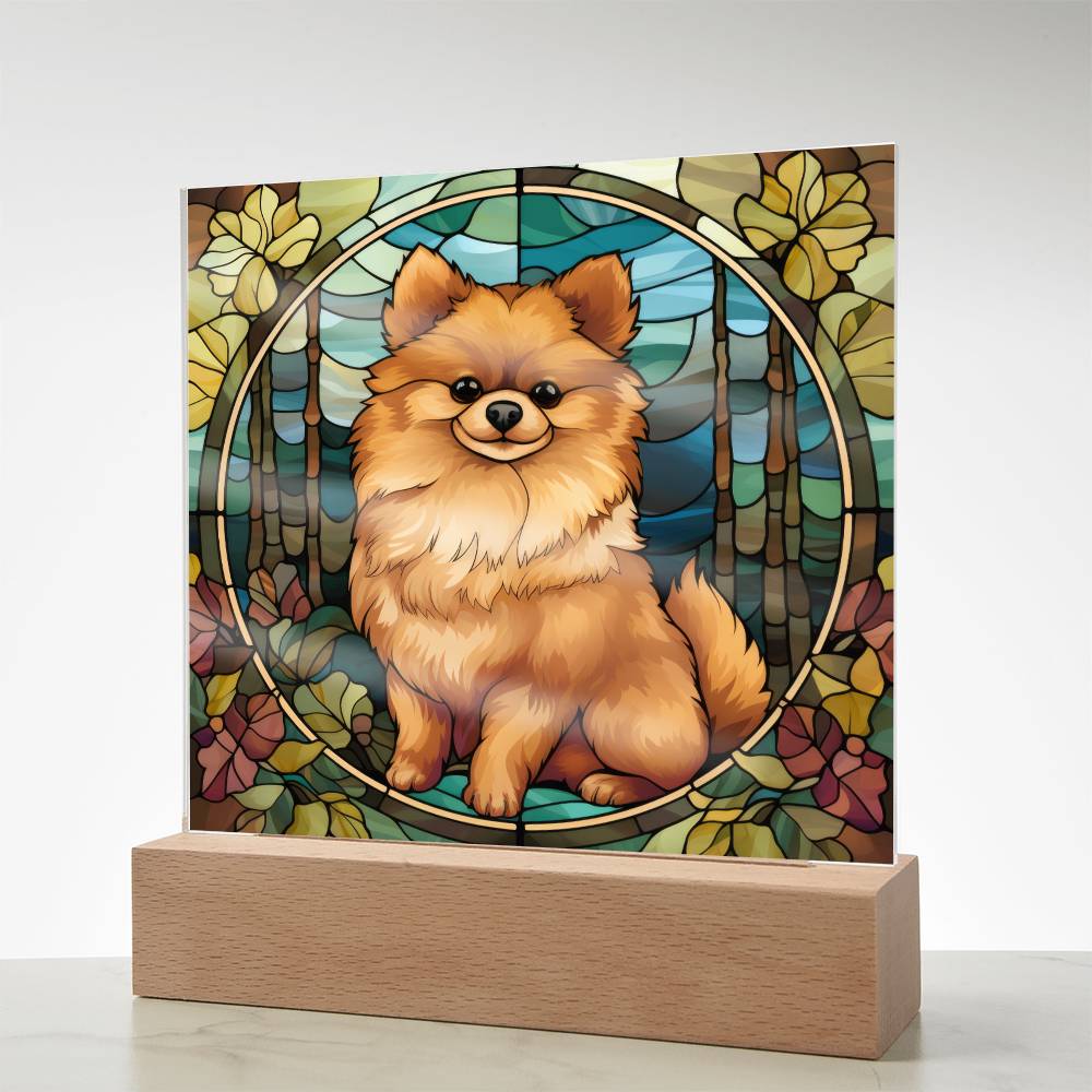 Pomeranian Dog Acrylic  Square Plaque, Pet Memorial